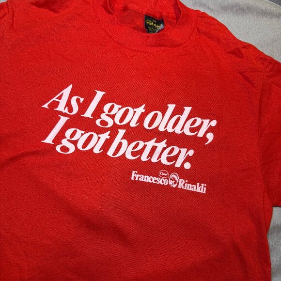 True Vintage 80s Francesco Rinaldi As I Got Older Italian Promo Shirt Medium - Picture 1 of 5